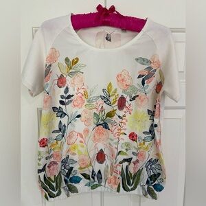 ANTHROPOLOGIE Mixed Media Floral Top (S)